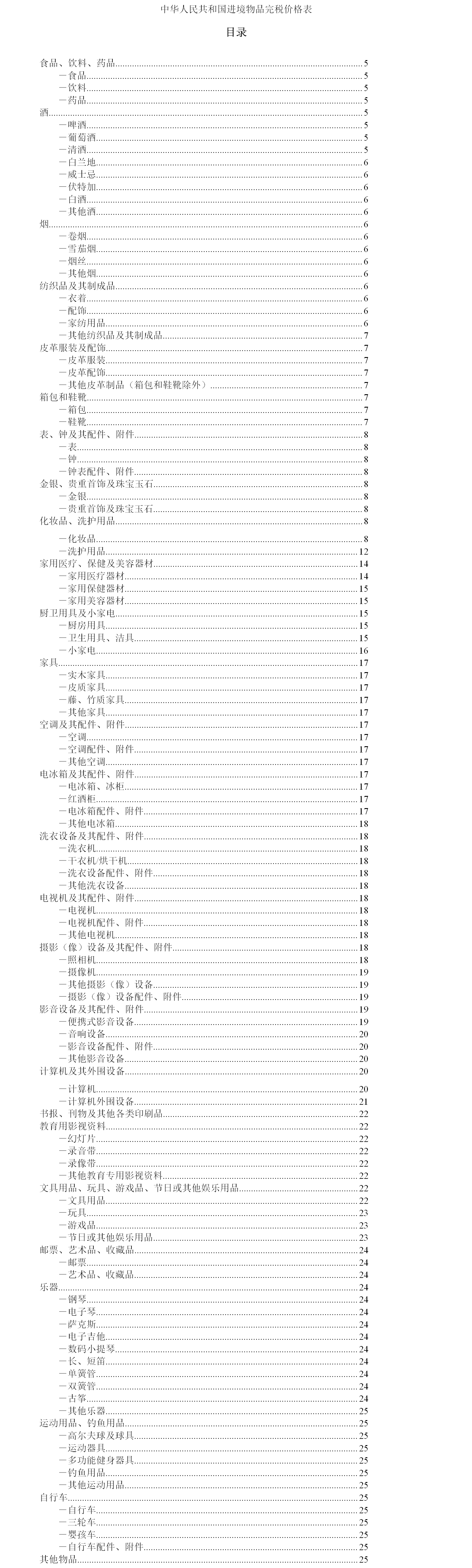 私人进出境物品HS归类及关税率介绍(图1)